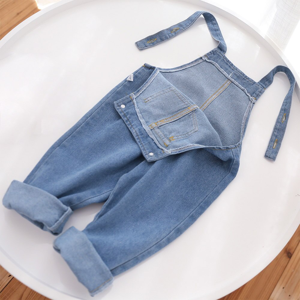 Halilo kinderoveralls blauw effen denim unisex babymeisjesjongens jumpsuit casual lente peuter jumpsuit verjaardagskleding