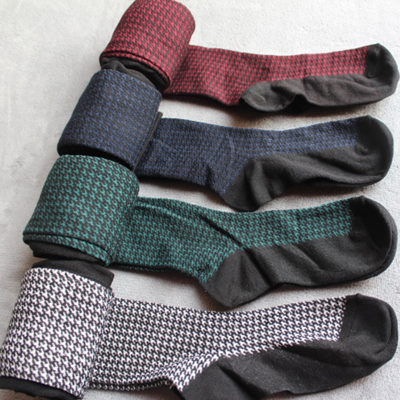 Women Houndstooth Patterned Cotton Pantyhose Spring &amp; Autumn Footed Tights