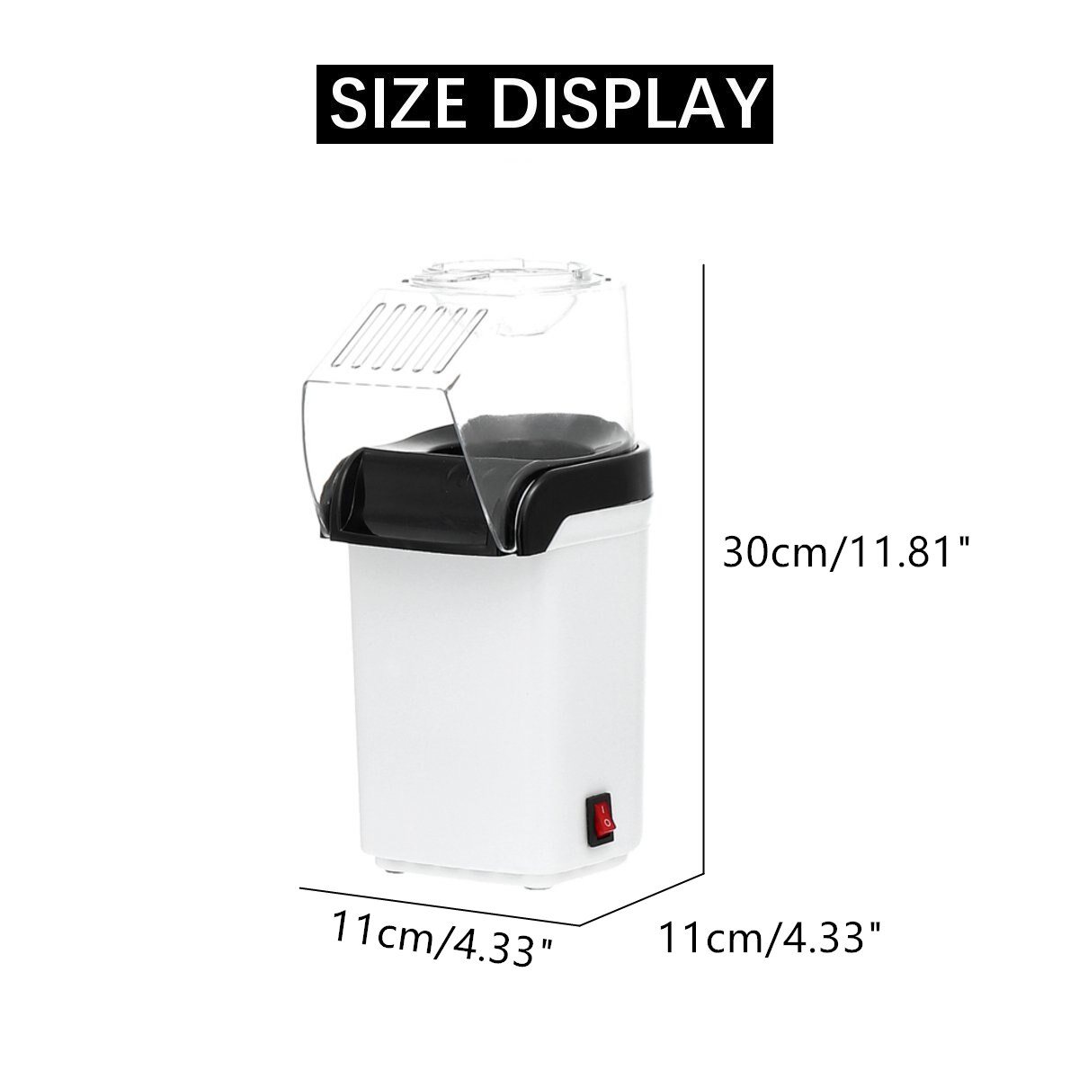 Mini Electric Popcorn Maker 1200W Home Air Tabletop Party Snack Oil-Free Household Corn Popper Kitchen Popcorn Machine