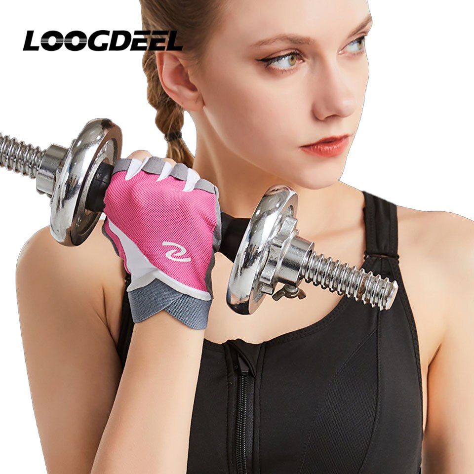 LOOGDEEL Fitness guanti mezze dita antiscivolo attrezzature per il Fitness traspiranti manubri allenamento palestra Body Building guanti da ciclismo
