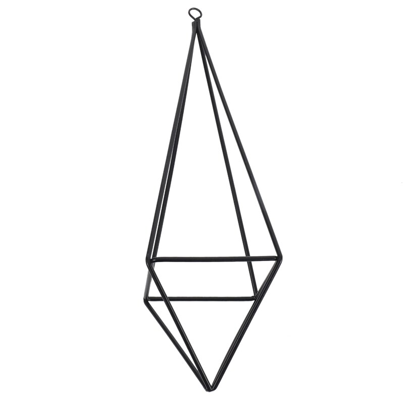 Moderna di Arte Rustica Stile Freestanding ferro Appeso Tillandsia Aria Pianta Rack Holder Nero 10.2 Pollici Altezza Quadrilatero Pyrami