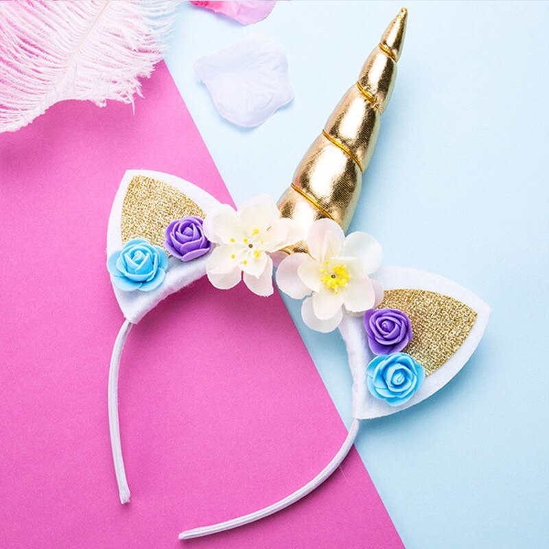 Niñas lindas flores orejas de gato diademas de unicornio accesorios para la cabeza para fotos para fiestas bandas para el pelo de Aro para Niños Accesorios para el cabello: 2