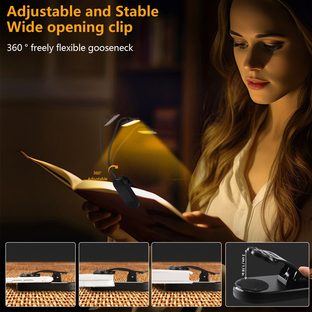 LED Clip op Mini Boeklamp USB Oplaadbare Leeslamp Boek Leeslamp Draagbare Leesboek Licht Slaapkamer Lezen Nachtlampje