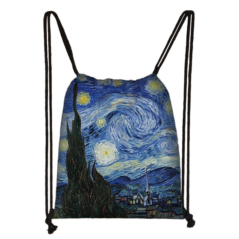 Sac à dos drôle Mona Lisa, sac de nuit étoilé pour femmes, van Gogh, Michelangelo, Da Vinci, sac à bandoulière, rangement de: SKD-art03