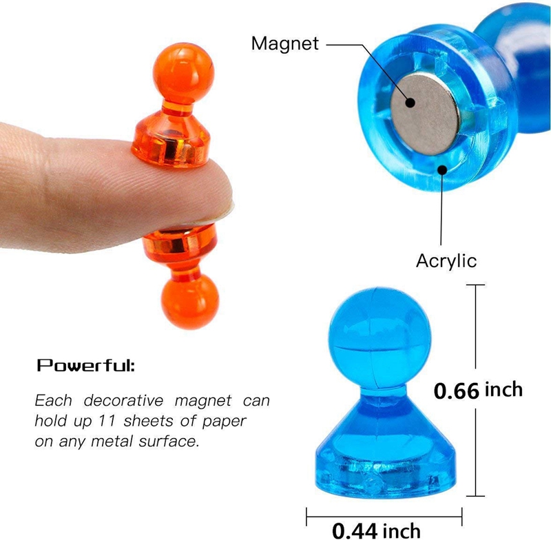 Aay -64 stk push pin magneter 8 forskellige farver magnetiske push pins til hjem, skole, klasseværelse og kontor, brug til køleskabskalender