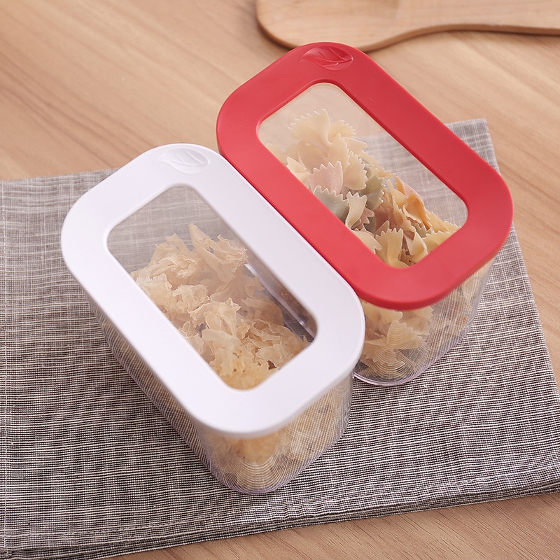 0.45L 1.0L 1.5L 2.0L square transparent plastic food storage tank kitchen storage container Sunroof sealed cans