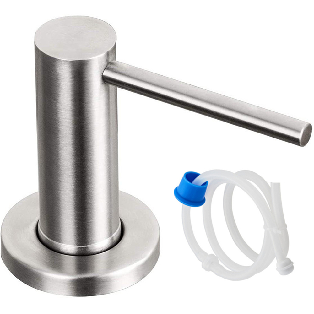 Built-in Pump Kitchen Liquid Soap Dispenser Bottle Stainless Steel Brushed Black Detergent Dispenser Hand Pressure Sink Counter: Nickel