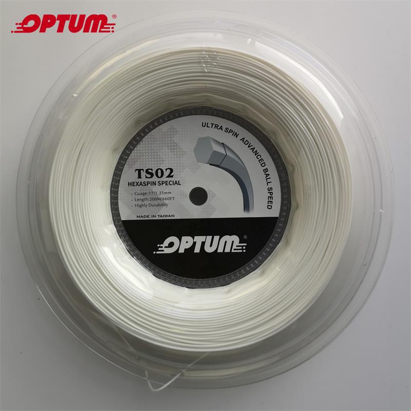 Optum hexraspin especial 1.25mm hexagonal tennis string top-spin poliéster raquete corda torção durável gym string 200 m/carretel: WHITE