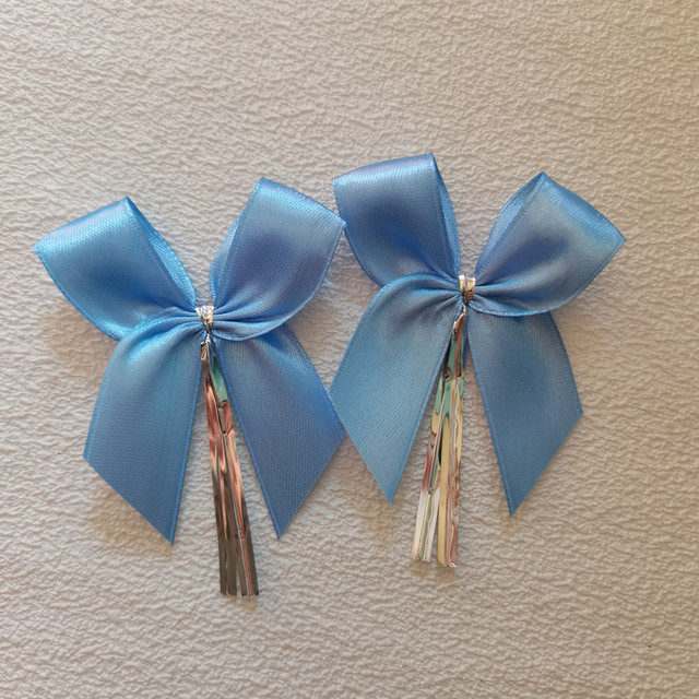 100pcs Multiple Colors Satin Ribbon Bowknot Sealing Wire Bakery Packing Birthday Party Bows For Wedding Decoration 6CM: DEEP BLUE