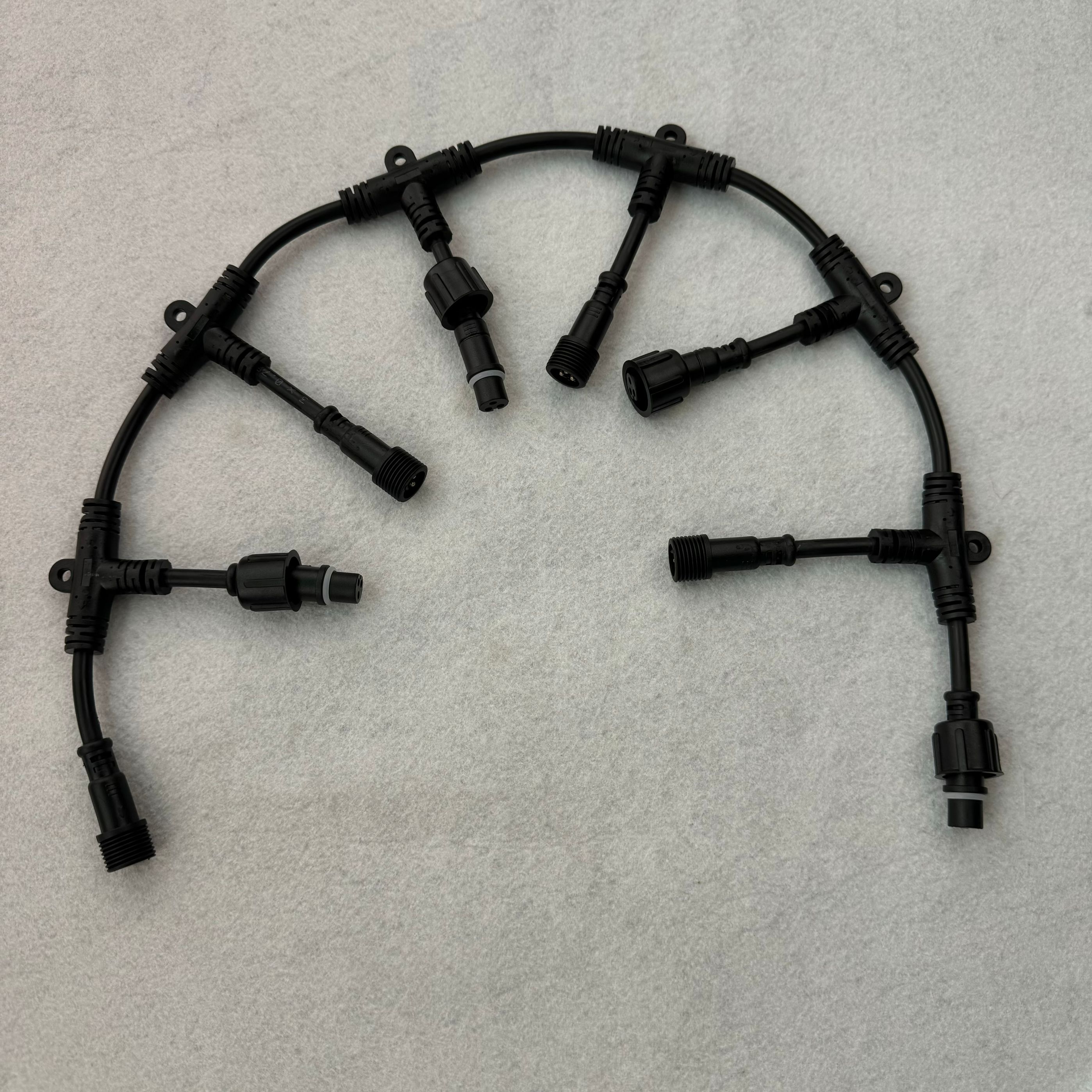 (3-3-3-3-3-3-3-3)13.5mm raggio Wu/xConnect connettore a t impermeabile a 3spillo cavo di distribuzione dell'alimentazione rotondo nero per l'uso della tenda dei semi: verde militare