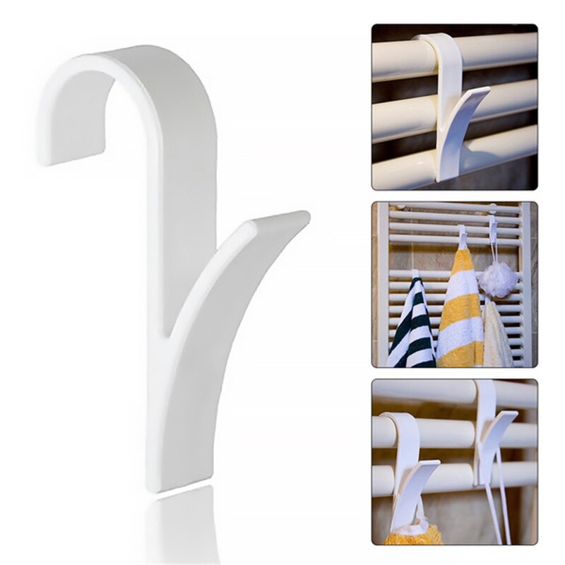 2/4Pcs White Hanger for Heated Towel Radiator Rail Bath Hook Holder Clothes Hanger Plegable Scarf Hanger Drying Space Towel Rack