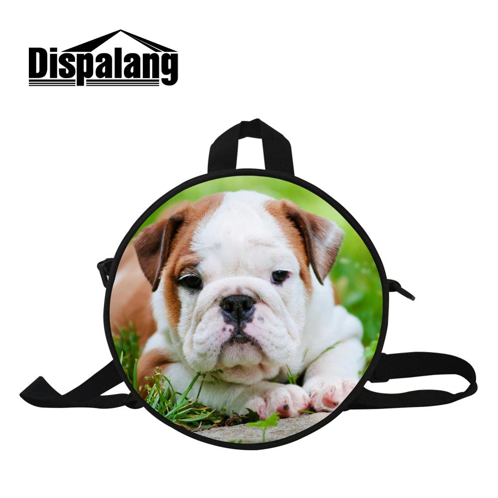 Dispalang Mini Round Messenger Bag for Girls Female Bags for Travel Women's Double Shoulder Pouch Crossbody Pack Print Cute Dog: Beige