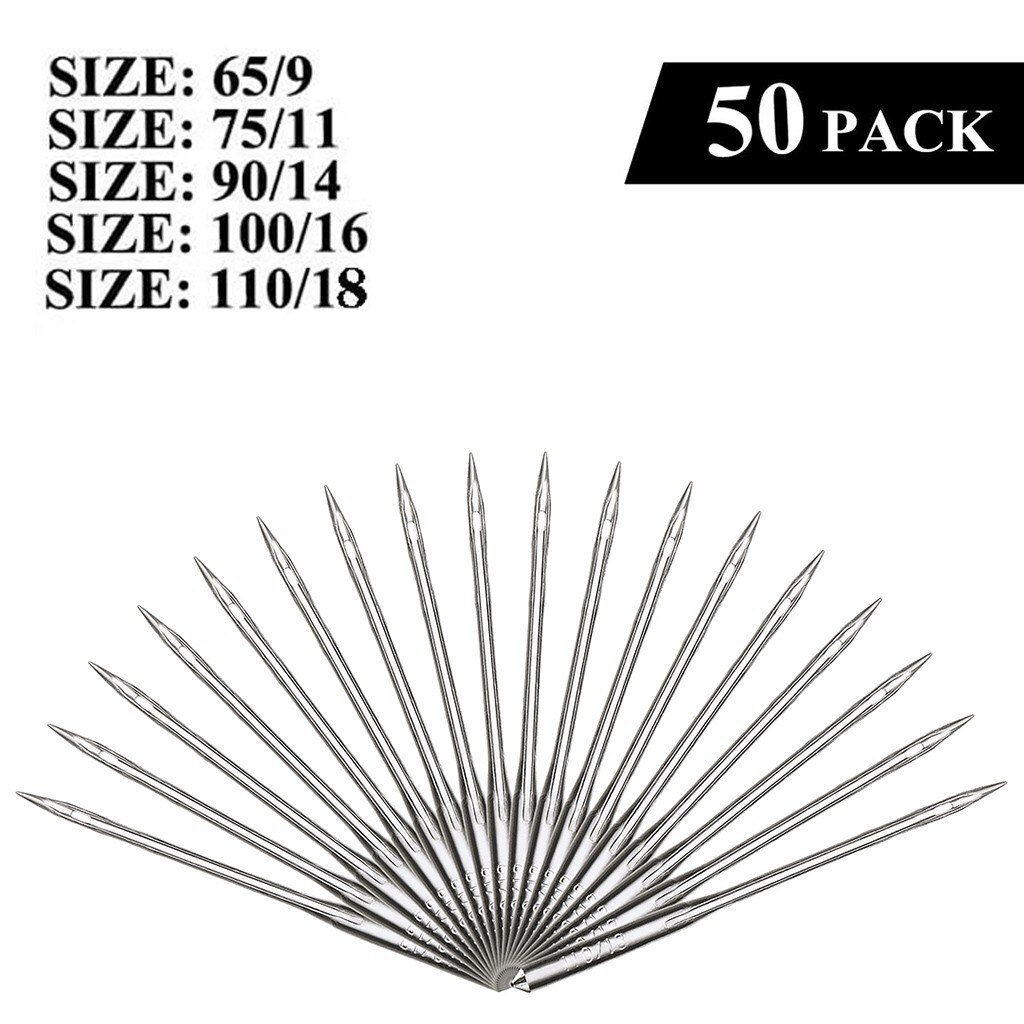 50 PCS Sewing Needles Silver Sewing Machine Needles Assorted Home Sewing Machine Needles 65/9 75/11 90/14 100/16 110/18 20APR17: Default Title