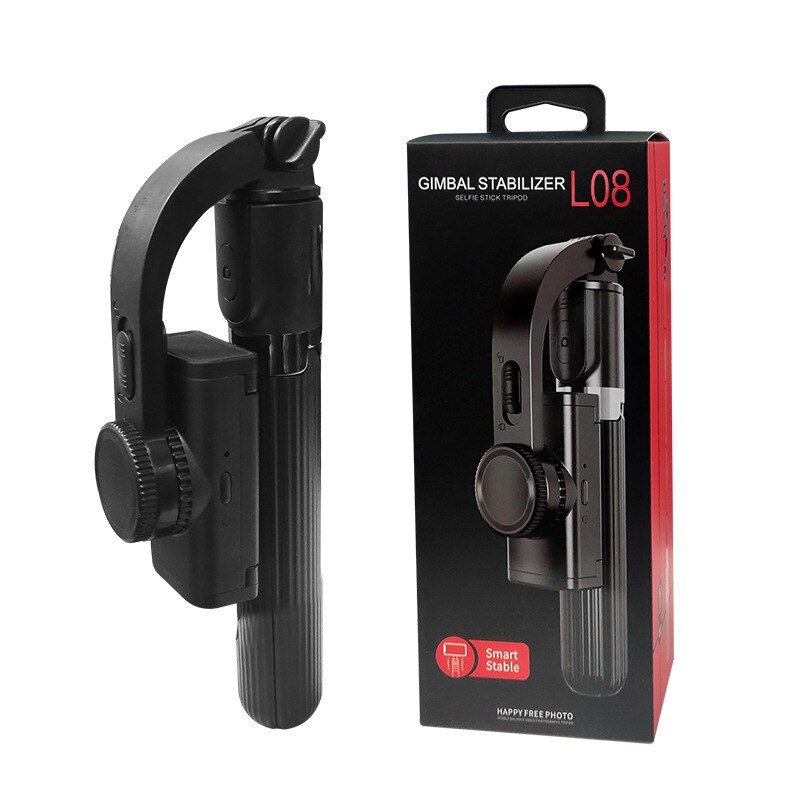 Del telefono mobile stabilizzato selfie bastone anti-scuotere handheld gimbal video stabilizzatore di ripresa Giroscopio L08 treppiede selfie bastone: nero