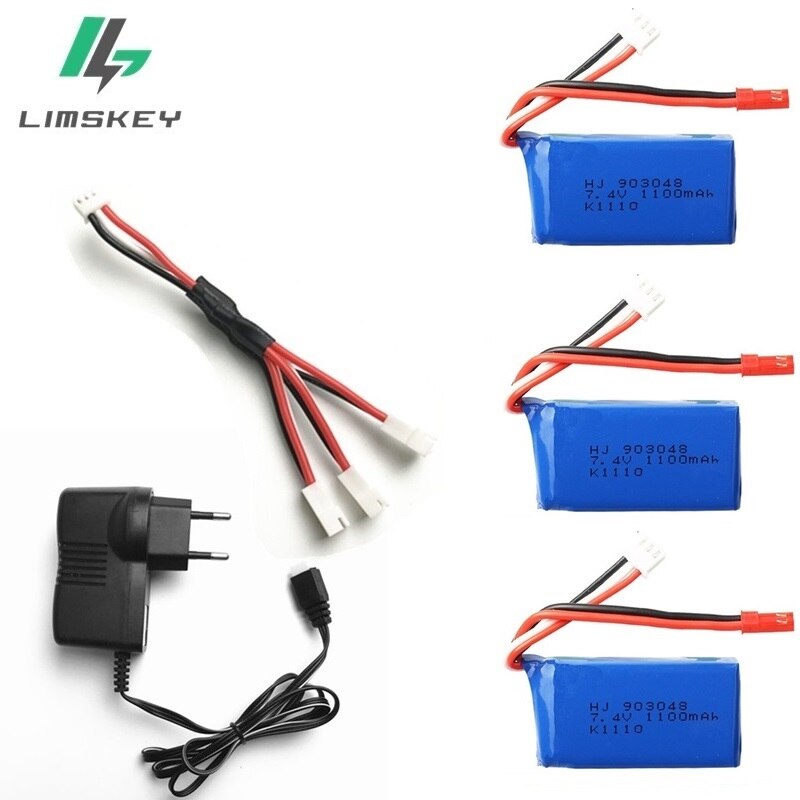 3Pcs for Wltoys A949 A959 A969 A979 K929 LiPo Battery 7.4V 1100mah 903048 25c Lipo Battery For RC Helicopter Airplane Cars Boats: Blue