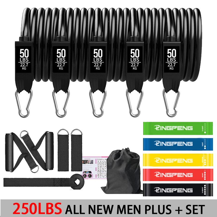 5 Stackable Exercise Bands with Handles 5 Resistance Loop Bands for Resistance Training Physical Therapy Home Workouts: 250LBS MAN SET