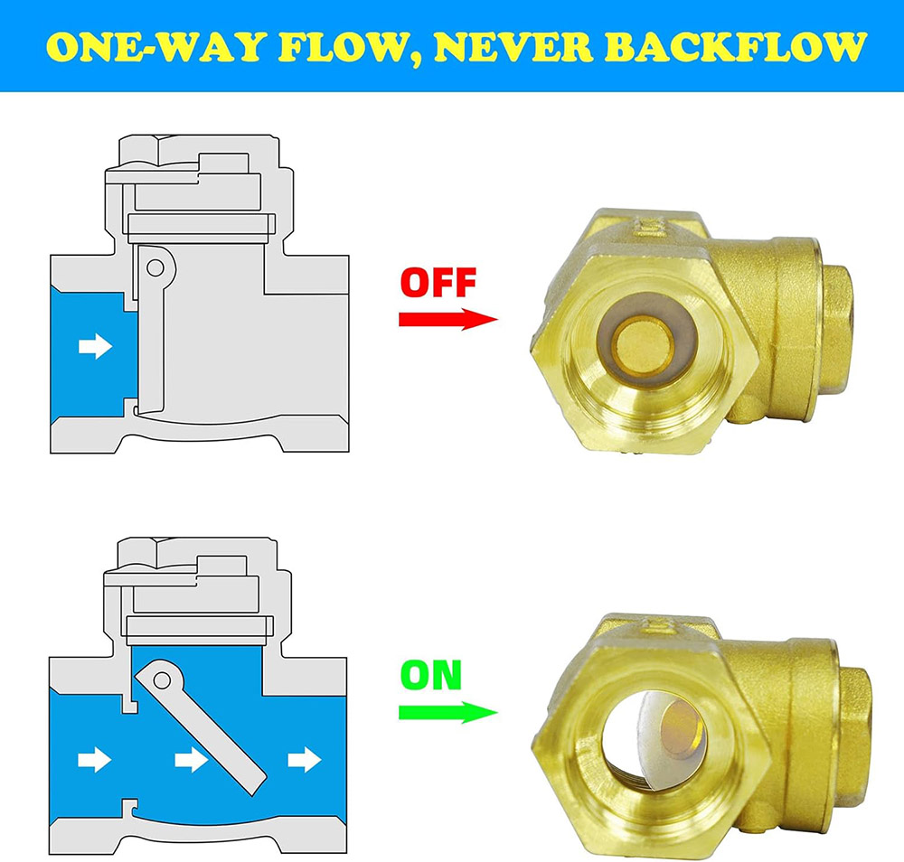 1 Inch BSPP Swing Check Valve Prevent Water Backflow Golden DN25