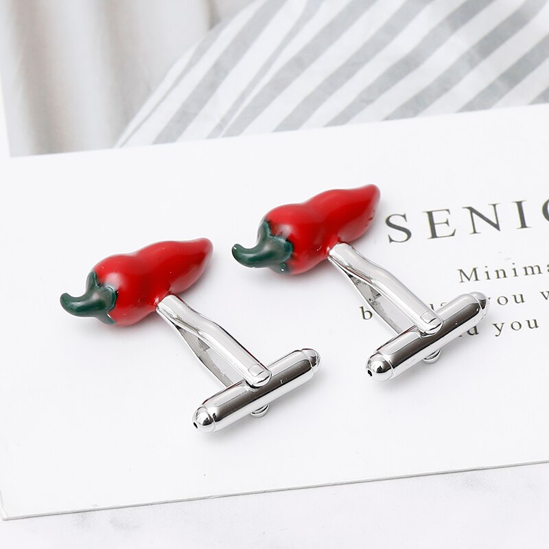 Novelty Red Pepper Chili Cufflinks for Mens Shirts Cuff nails Create Cufflinks Men Brand Jewelry