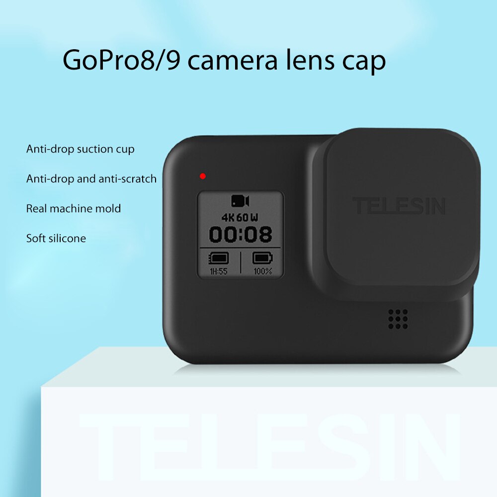 Silicone Lens Beschermhoes Voor Gopro Hero 8 9 Zwart Sport Camera Accessoires Anti Telesin