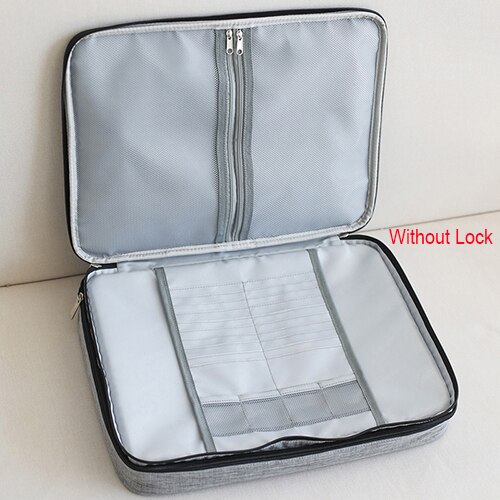 Grande capacidade saco de documentos homem viagem à prova dwaterproof água bolsa organizador do escritório arquivo pasta negócios zíper bolsa acessórios: Gray A