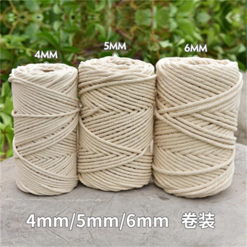 Corde en coton pour macramé, fil torsadé, Beige naturel, 3mm, 4mm, 5mm, 6mm, pour bricolage, accessoires de mariage, , fait à la main