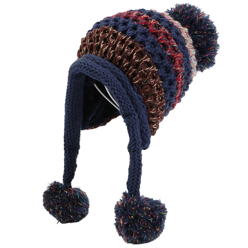 Sombrero de lana con personalidad para hombre y mujer, gorro de punto grueso, cálido e informal, a prueba de viento, Color a juego, tendencia al aire libre, Invierno