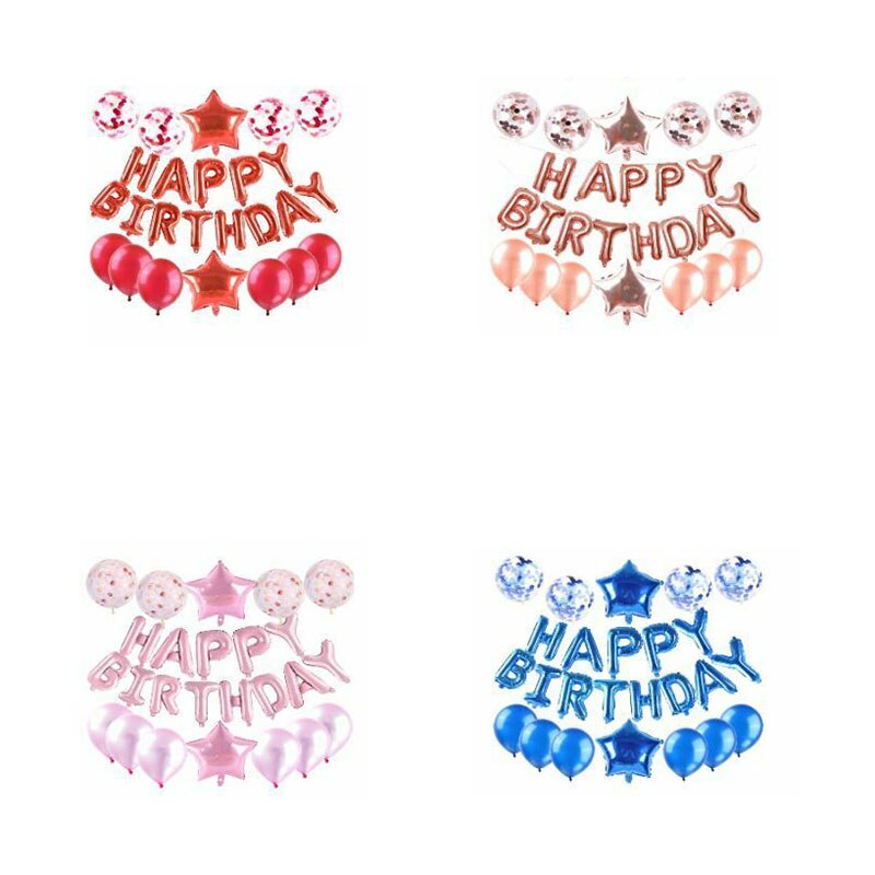 Birthday Balloons Set Foil Latex Balloons Birthday Party Decoration Kid Children Girlfriend Wife Happy Birthday Letters Supplies