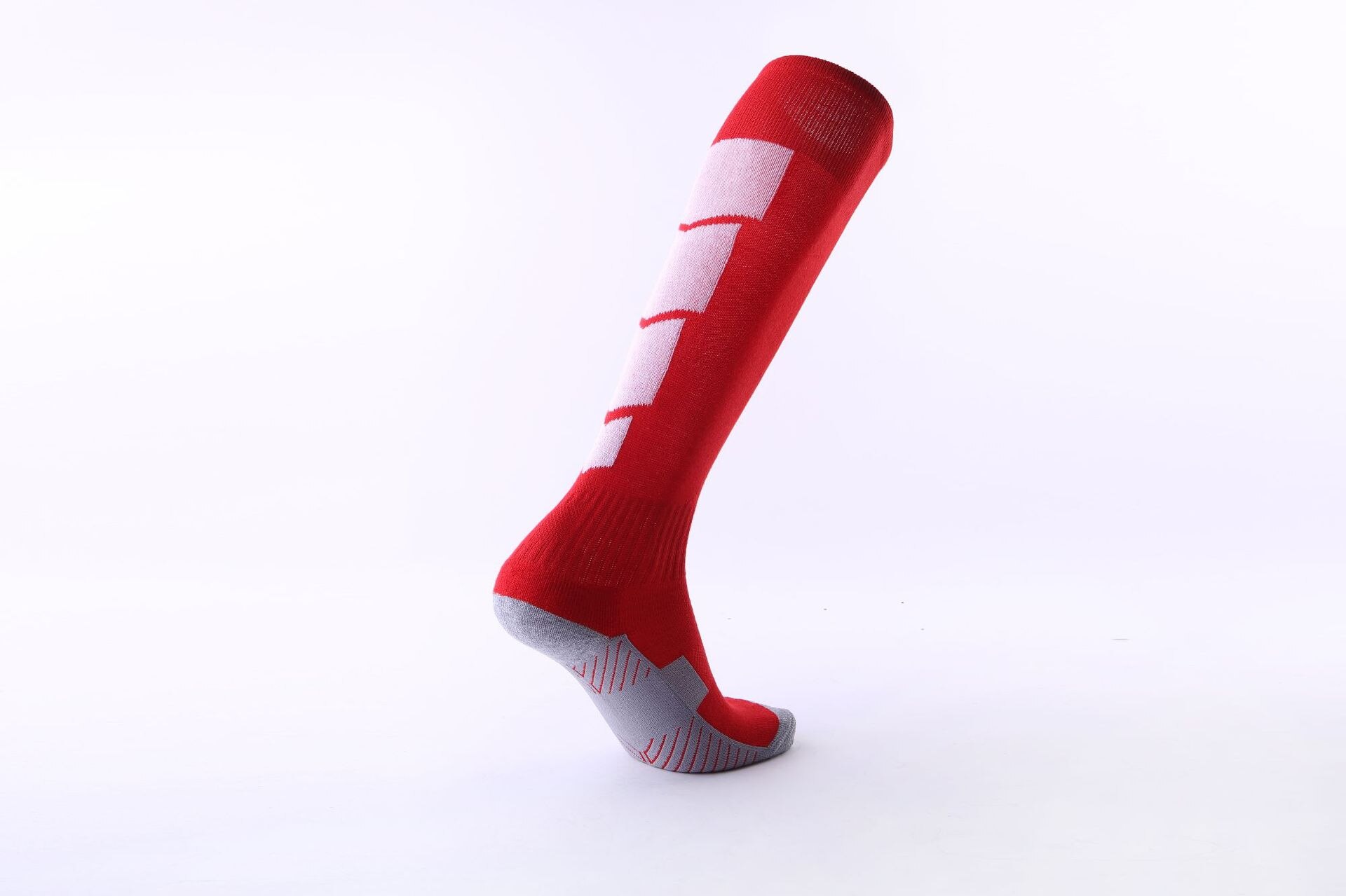 Men Women Non-slip Over Knee Football Socks Thick Towel Soccer Stockings Sweat-absorbent Wear-resistant Sports Socks SKJ035: red white