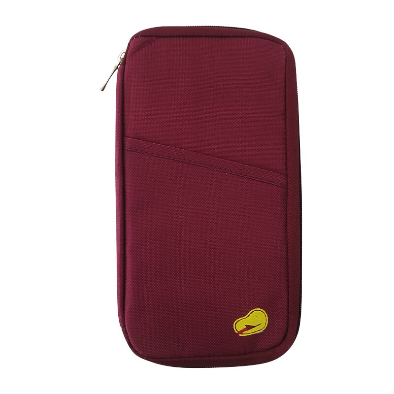 1Pc Women Men Passport Cover Travel Credit ID Card Holder Wallet Purse Storage Document Bag Passport Case Organizer: Wine With Logo