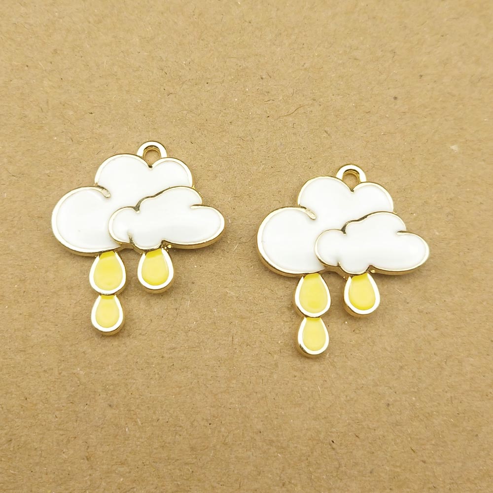 10pcs 20x23mm cloud and rain enamel charm for jewelry making crafting earring pendant necklace and bracelet charms