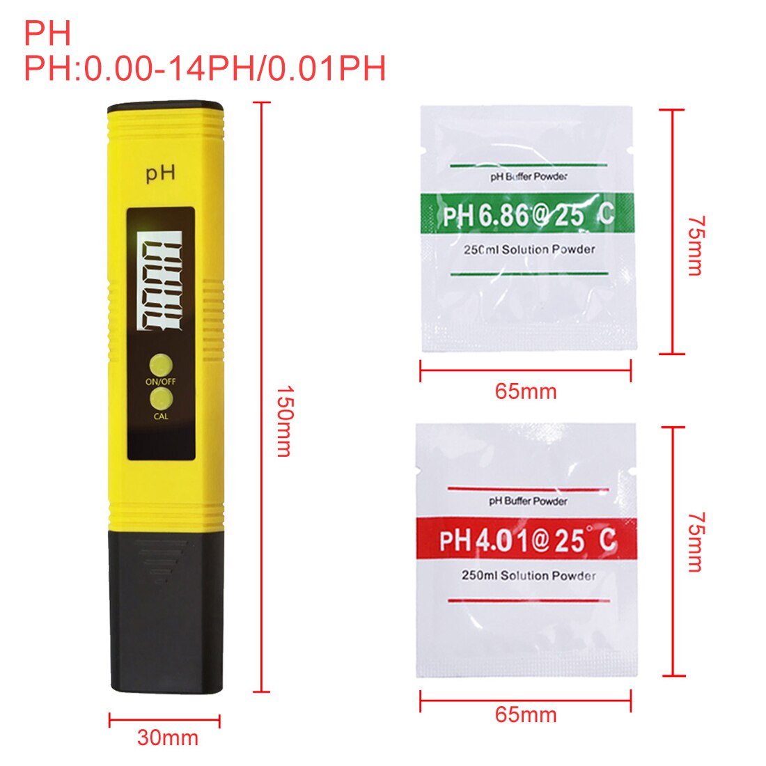 LCD Display Accuracy 0.01ph Digital PH Meter Tester TDS Meter Pen 0-14PH/0-9990PPM for Drinking/Food/Lab PH Water Purity Monitor: PH 0-14 With Powers