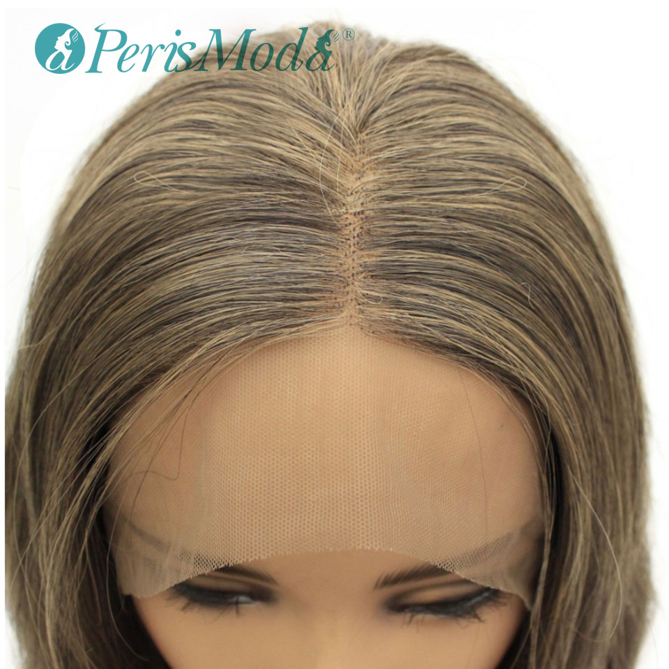 Synthetic Lace Front Long Wavy Middle Part Mixed Color Wig PerisModa Synthetic Wig for Black/White Women Natural Synthetic Wigs