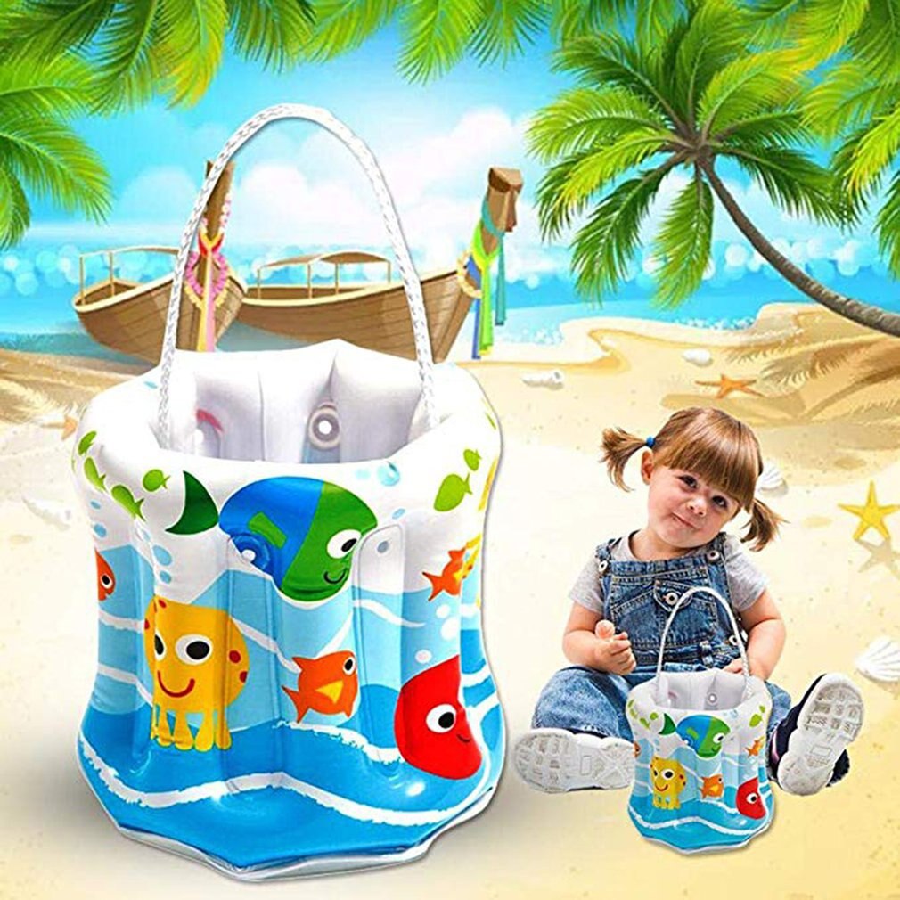 Inflatable Small Bucket Children Inflatable Small Ice Bucket Folding Portable Transparent Hard Bottom Portable Bucket