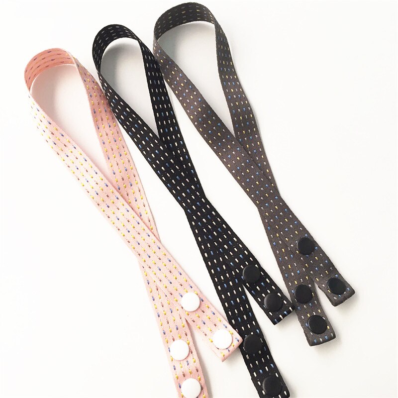Lanière de porte-masque en tissu, 1.5 cm de largeur, 3 pièces par Lot: Dot Pink Black Grey