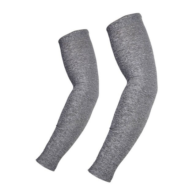 Cycling Compression Arms Sleeves Warmer Quick Dry UV Protection Running Cover: Gray / L