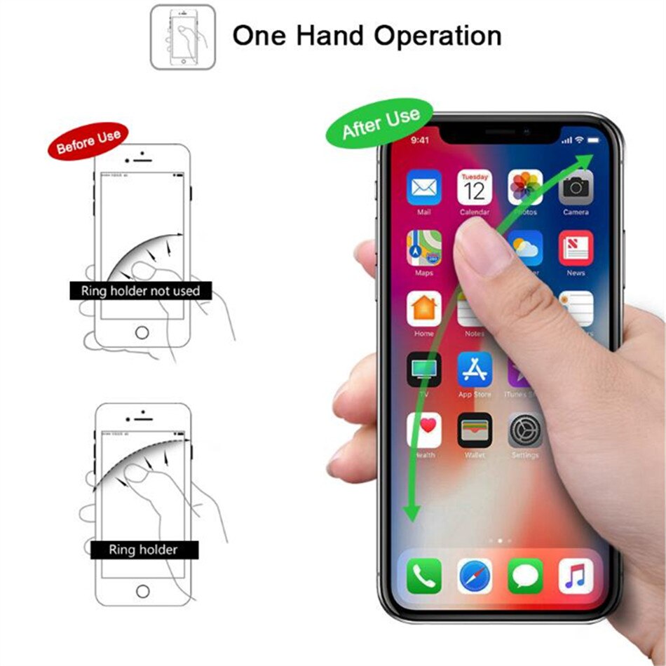 Bat – support de téléphone portable rotatif à 360 degrés avec anneau de doigt, pour iPhone XS 6 8 et Xiaomi MI8
