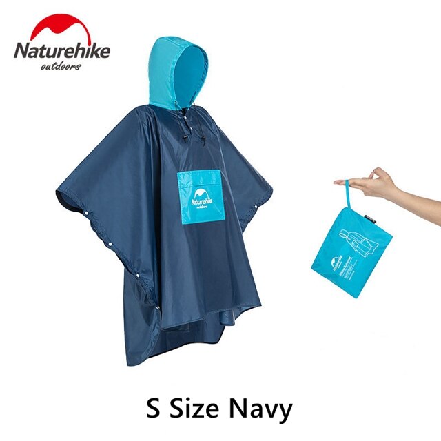 Naturehike 3 in 1 regnfrakke mini presenning og måtte udendørs camping vandre cykling poncho vandtæt regnjakke: Blå s