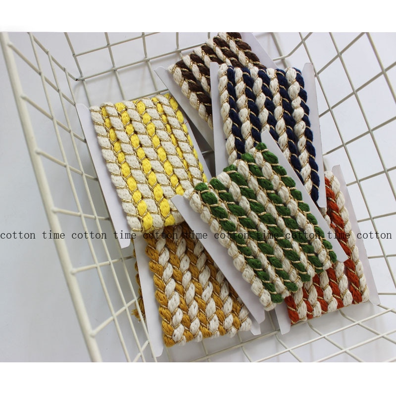 6 jaardia kultainen punos köysi 1.5cm puuvillasekoitettu köysi kierretty puuvillanarut takin koristelu askartelu köydet ompelutarvike