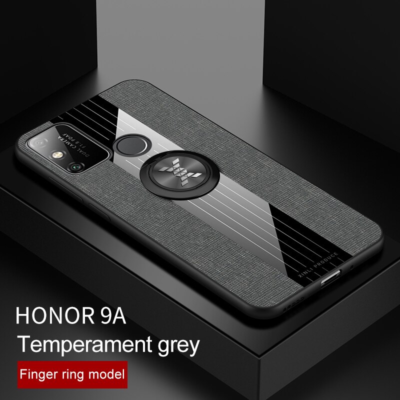Coque honor 9 a en tissu résistant à la transpiration, coque rigide en polycarbonate avec anneau magnétique pour huawei honor 9a honor 9a moa -lx9h