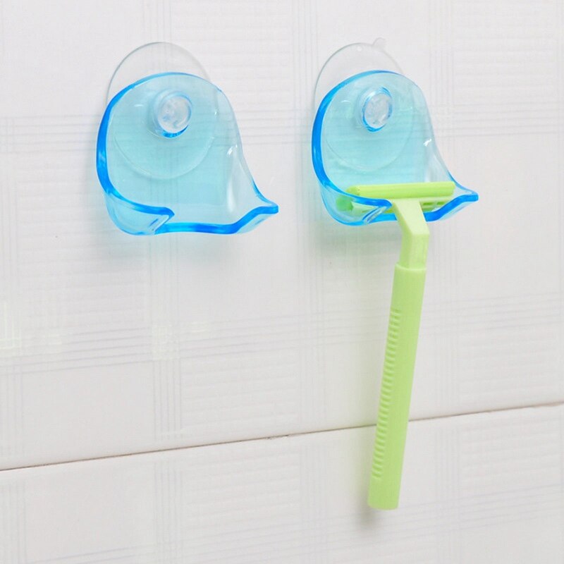 1 stück klar Blau Plastik Super Saugnapf Gestochen Gestell Schlecht Rasierer Halfter Saug Lagerung Rasierer Gestell organizer