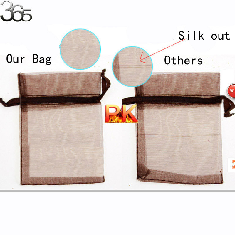 100 stuks partij bruiloft sieraden verpakking organizer gemengde trekbare organza zakjes zakjes 7 x 9cm