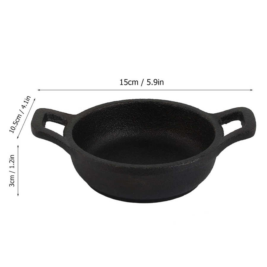 Mini iron pot wok with uncoated loop handle 2 handle cast frying pan
