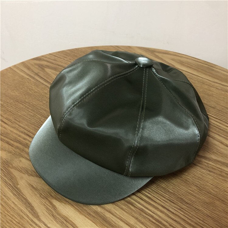 01909-ting002 Klassieke stijl solid Glossy lady VIZIEREN cap vrouwen vrije tijd hoed: Army Green