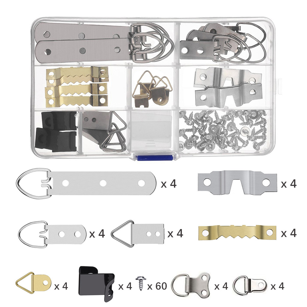 96Pcs Hardware Mounting Accessories Frame Clock Metal Kit with Storage Box Screw Set