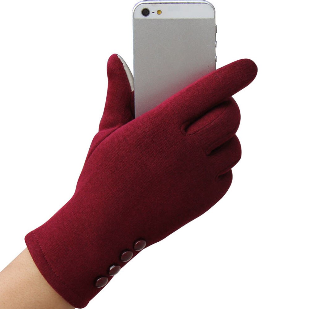 Women's Cashmere wool Gloves Winter Warm thick touch screen gloves Solid Mittens Outdoor Sport Warm Gloves: RD