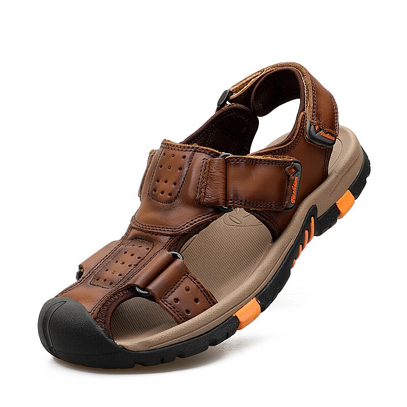 Confortable En Cuir Véritable Sandales Hommes Classique Doux Sandales Massage Respirant hommes Sandales Grande Taille 38 ~ 45