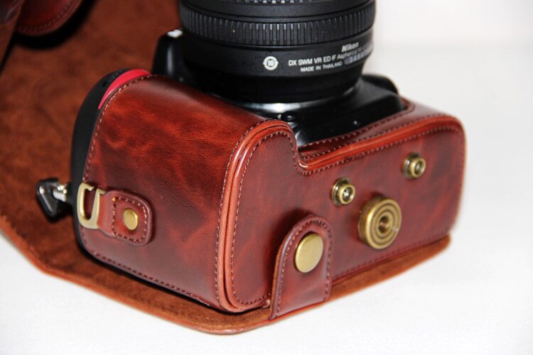 Vintage pu läder kameraväska väska för nikon  d7000 d7100 d7200 kameraväska kaffe svart brun