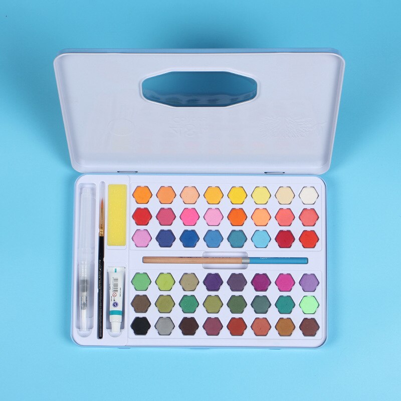 36/48 Kleuren Aquarel Palet Tin Set Met Water Borstel Aquarel Veld Schets Sets Professionele Kunst Schilderen Leveringen