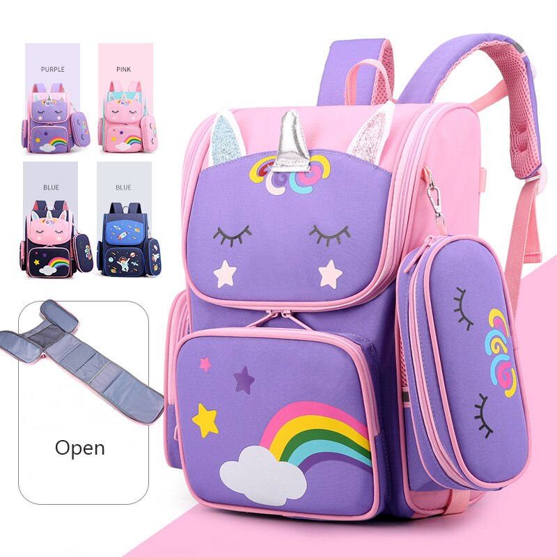 Kinderen 3D Waterdichte Lichtgewicht School Rugzak Orthopedische Boekentas Meisjes Leuke Regenboog Schooltas Hoge Capaciteit Sac