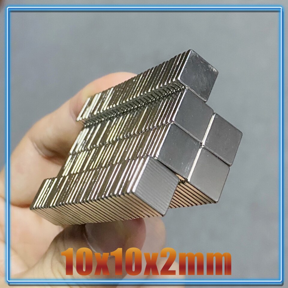 20 ~ 200 stk 10 x 10 x 2 neodymmagnet 10*10*2 n35 ndfeb-magneter blokerer superkraftig stærk, permanent magnetisk imaneblok